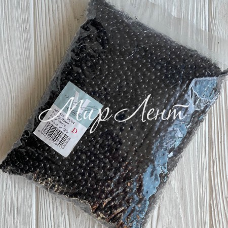 Жемчуг на нити Vip, 6 мм, черный, упаковка 500 г