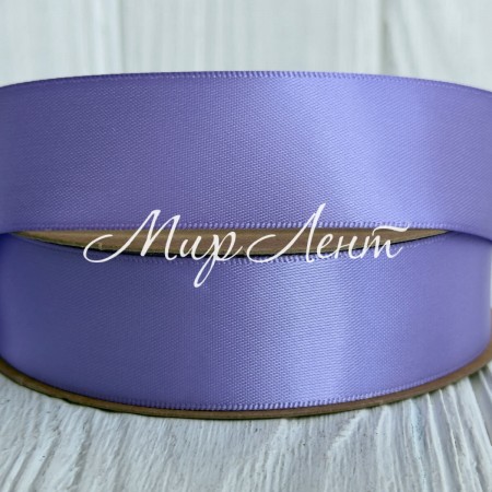 Двостороння атласна стрічка New (преміум), 2,5 см, темно-лілова, рулон 23 м