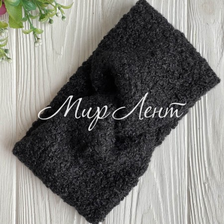 Повязка каракуль букле, 11х22 см, черный, шт.