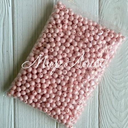Бусина акриловая перламутровая круглая (С11801), 10 мм, светло-розовая, упаковка 500 г