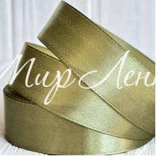 Атлас 2,5 см, бледно-оливковый, рулон 33 м