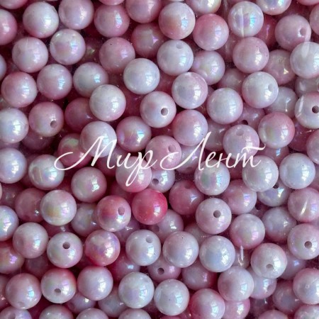 Бусина акрилова (перламутр) омбре, 10 мм, персиковий пастельний мікс, упаковка 500 г