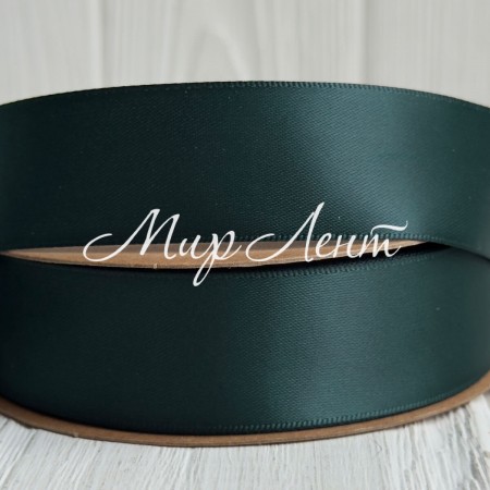 Двостороння атласна стрічка New (преміум), 2,5 см, хвойна, рулон 23 м
