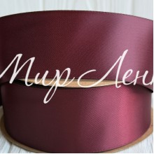 Атлас двусторонний (премиум), 3,8 см, бургунди, рулон 23 м