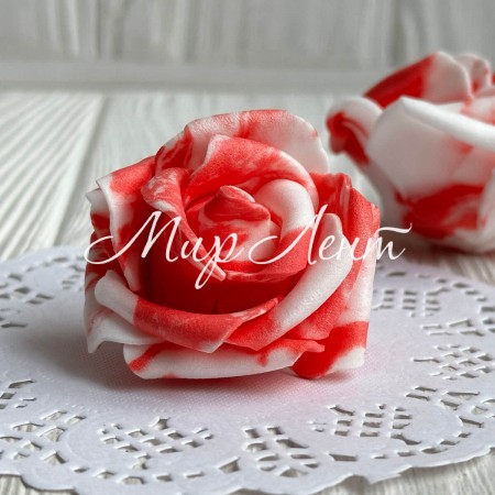 Бутон розы, 5 см, красно-белый, упаковка 100 шт.
