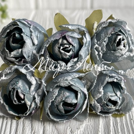 Піон тканевий з білим кантом, 3,5 см, сіро-блакитний, упаковка 48 шт.