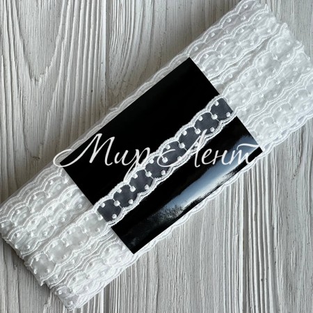 Кружево органзовое (D30109), 2 см, айвори, рулон 13 м