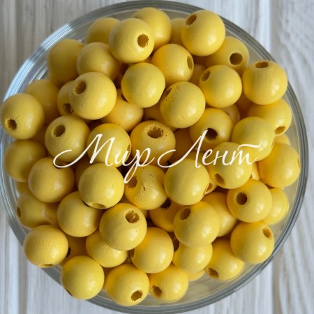 Дерев'яні намистини круглі, 14 мм, жовті, упаковка 500 г