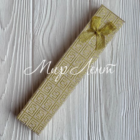 Коробочка для украшений прямоугольная, 21х4,3 см, золото, узор с парчовым бантиком, 1 шт.