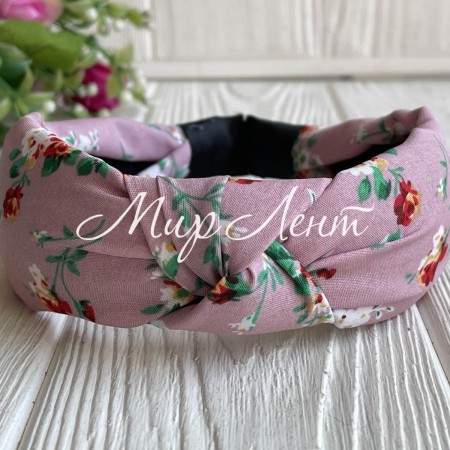 Обруч софт чалма пионы, 4 см, розово-пудровый, шт.