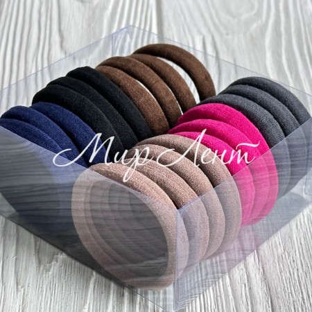 Набор резинок велюрчик, 5 см, бежево-малиново-серый, упаковка 20 шт.