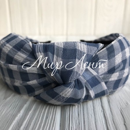 Обруч чалма шотландка, 4,5 см, сапфирово-белый, шт.