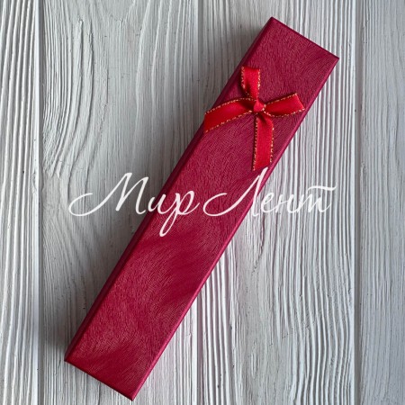 Коробочка для украшений прямоугольная, 21х4,3 см, красная, с атласной ленточкой, 1 шт.