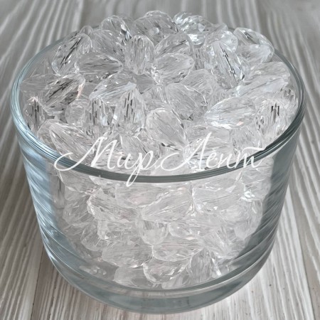 Подвеска акриловая капелька, 15х10 мм, прозрачная, упаковка 500 г