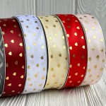 Лента атласная в золотое сердечко