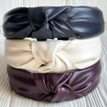 Обруч чалма с экокожи однотонный