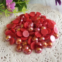Полубусина 8 мм, красный перламутр, упаковка 250 г