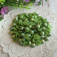 Полубусина 8 мм, оливковый перламутр, упаковка 250 г