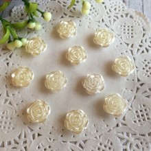 Серединка розочка мини с перламутром, 10 мм, молочная, упаковка 500 г.