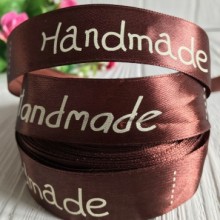 Атлас 2,5 см, Hand made New, шоколадный, рулон 18 м