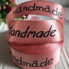 Атлас 2,5 см, Hand made New, пудровый, рулон 18 м