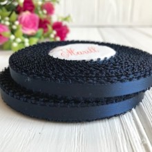 Атлас двухсторонний с петельками 0,6 см, сапфировый, рулон 20 ярдов