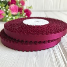 Атлас двухсторонний с петельками 0,6 см, вишневый, рулон 20 ярдов