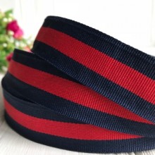 Лента Gucci, 2,5 см, сине-красная полоса, рулон 50 м