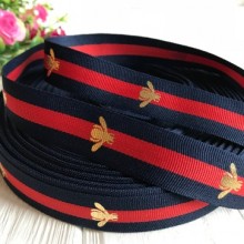 Лента Gucci с мухой, 2,3 см, сине-красная полоса, рулон 50 м
