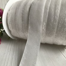 Лента велюр с люрексом, 2,5 см, белый, рулон 45 м