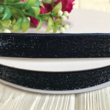 Лента велюр с люрексом 1,5 см, сапфировый, рулон 18 м