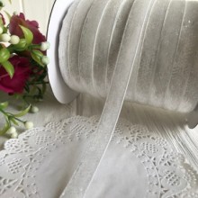 Лента велюр с люрексом, 1 cм, белый, рулон 45 м