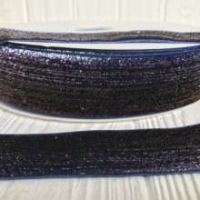 Лента велюр омбре с люрексом, 4 см, темно-синий, рулон 27 м