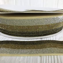 Лента велюр омбре с люрексом, 4 см, светлое золото, рулон 27 м