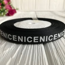 Репс с надписью FASHION, 1 см, черный, рулон 23 м 