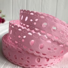 Репс с перфорацией, 2 см, светло-розовый (цветочек), рулон 17,5 м