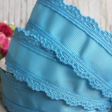 Репс с ажурным кантом, 3,5 см, светло-бирюзовый, рулон 20 ярдов (18,5 м)