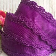 Репс с ажурным кантом, 3,5 см, темно-фиолетовый, рулон 20 ярдов (18,5 м)