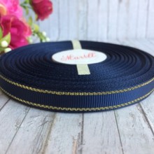 Репс 0,9 см люрекс (золото), сапфировый, рулон 23 м