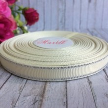 Репс 0,9 см люрекс (серебро), молочный, рулон 23 м