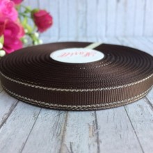 Репс 0,9 см люрекс (серебро), коричневый, рулон 23 м