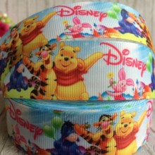 Репс 2,5 см, Винни Пух, Питачек, Иа, бело-голубой, рулон 23 м