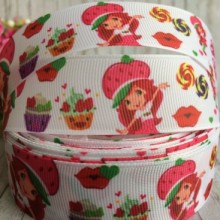 Репс 2,5 см, Шарлотта Земляничка, белый, рулон 23 м