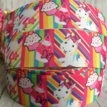 Репс 2,5 см, капкейкі-єдиноріг, кольорові квадрати, рулон 23 м Репс 2,5 см, капкейкі-єдиноріг, кольорові квадрати, рулон 23 м