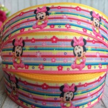 Репс 2,5 см, крихта Мінні, різнокольорові смуги, рулон 23 м Репс 2,5 см, крихта Мінні, різнокольорові смуги, рулон 23 м