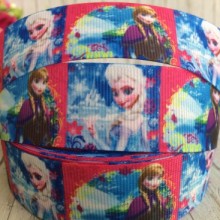 Репс 2,5 см, Эльза и Анна, малиново-синии квадраты, рулон 23 м