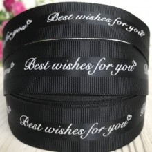 Репс Best wishes for you, 2,5 см, черный, рулон 18 м