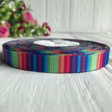 Репс 1 см, разноцветная вертикальная полоска, рулон 23 м