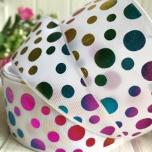 Репс 4 см, разноцветный горох с блеском, рулон 23 м