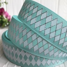 Репс с ромбами, 2,5 см, тиффани, рулон 23 м